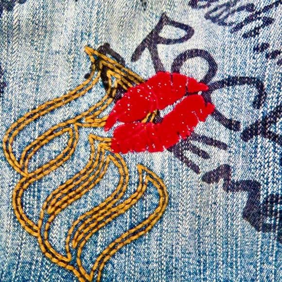 Vintage Y2K Rocawear Denim Jean Mini Dress Button Front Blue SZ M - Picture 5 of 6